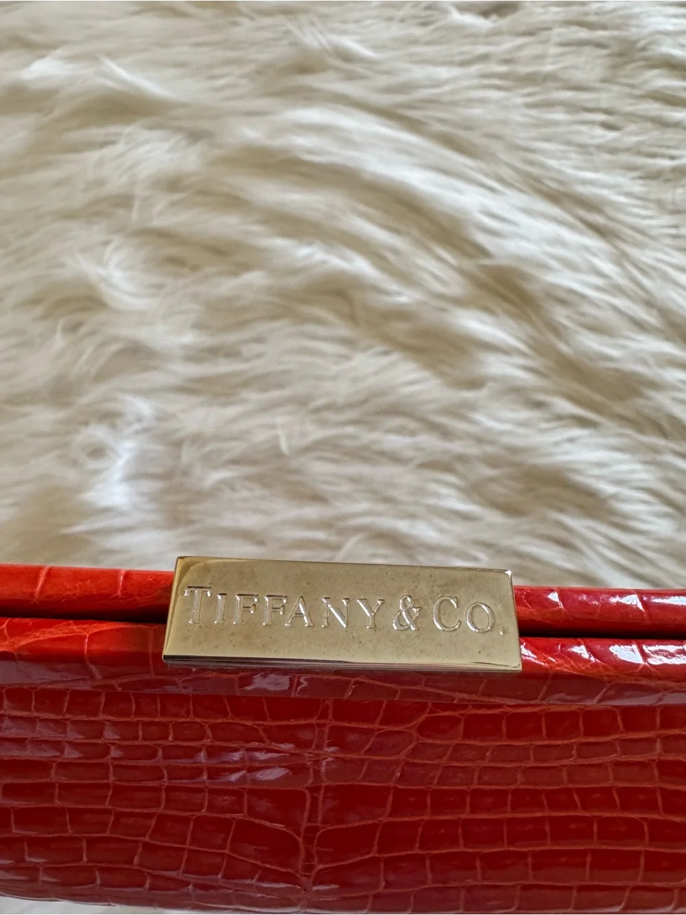 Tiffany & Co. Morgan Clutch Bag Crocodile Leather Red